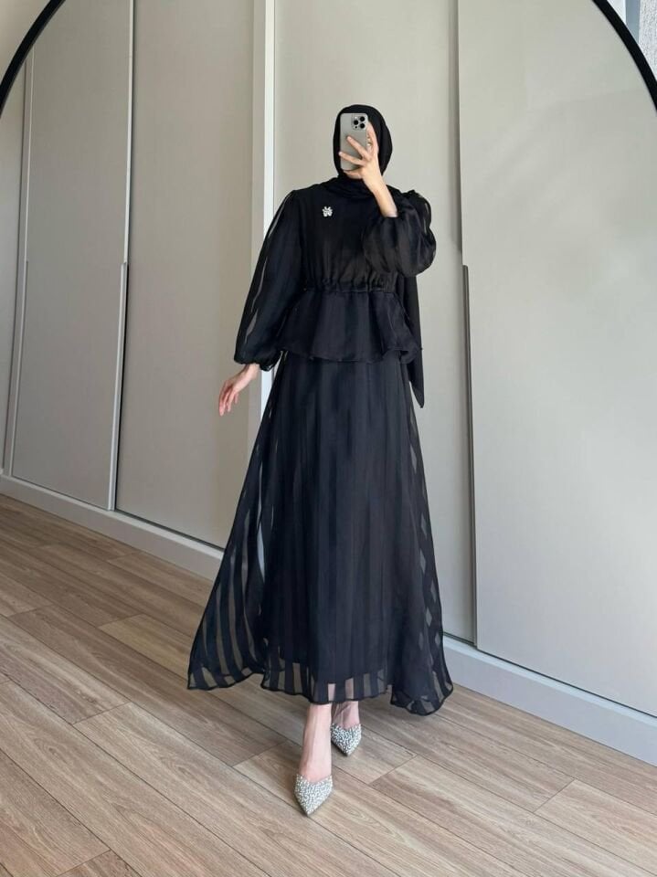 Şifon Abiye Elbise - 8183