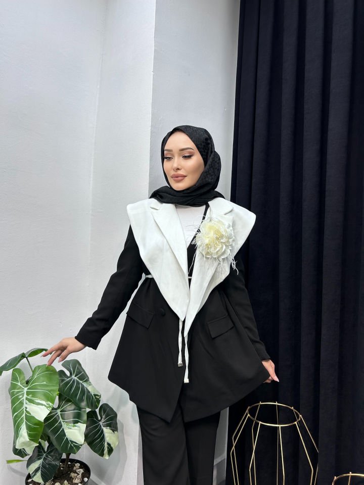 Lerina Uzun Yakalı Krep Takım - 7182