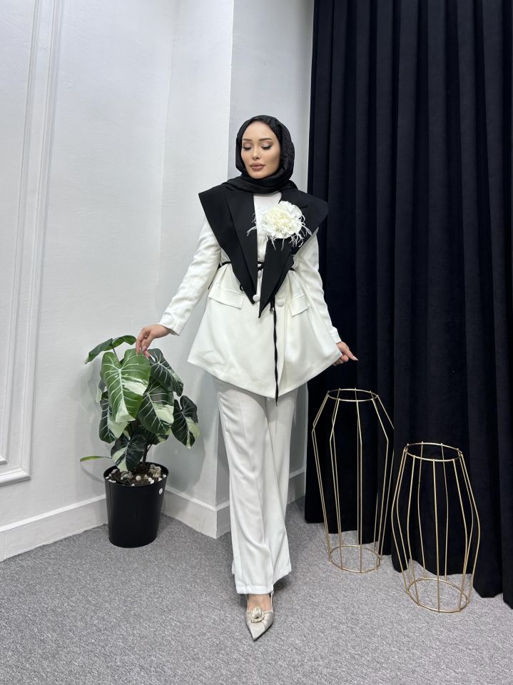 Lerina Uzun Yakalı Krep Takım - 7182